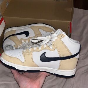 Nike High-Top Sneakers in Cream and Black